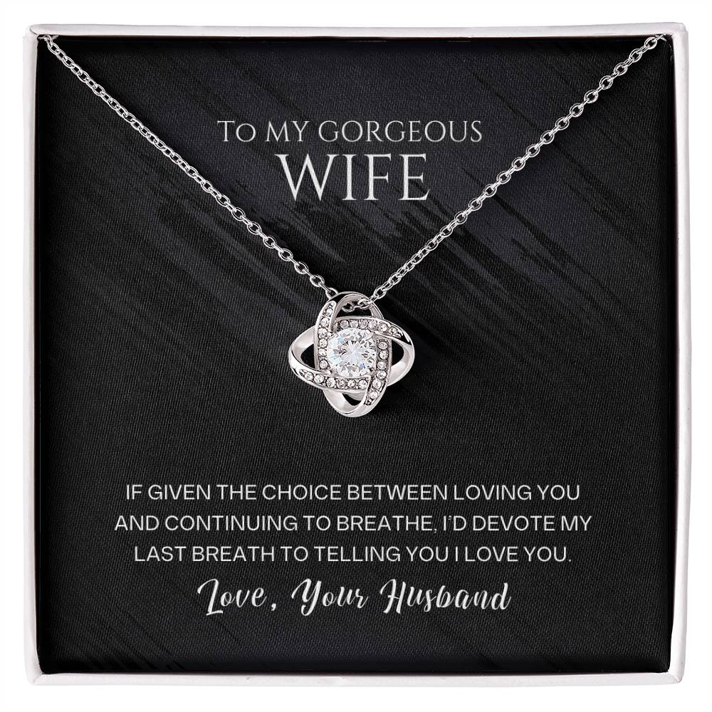 To my gorgeous wife, I'd devote my last breath to telling you I love you