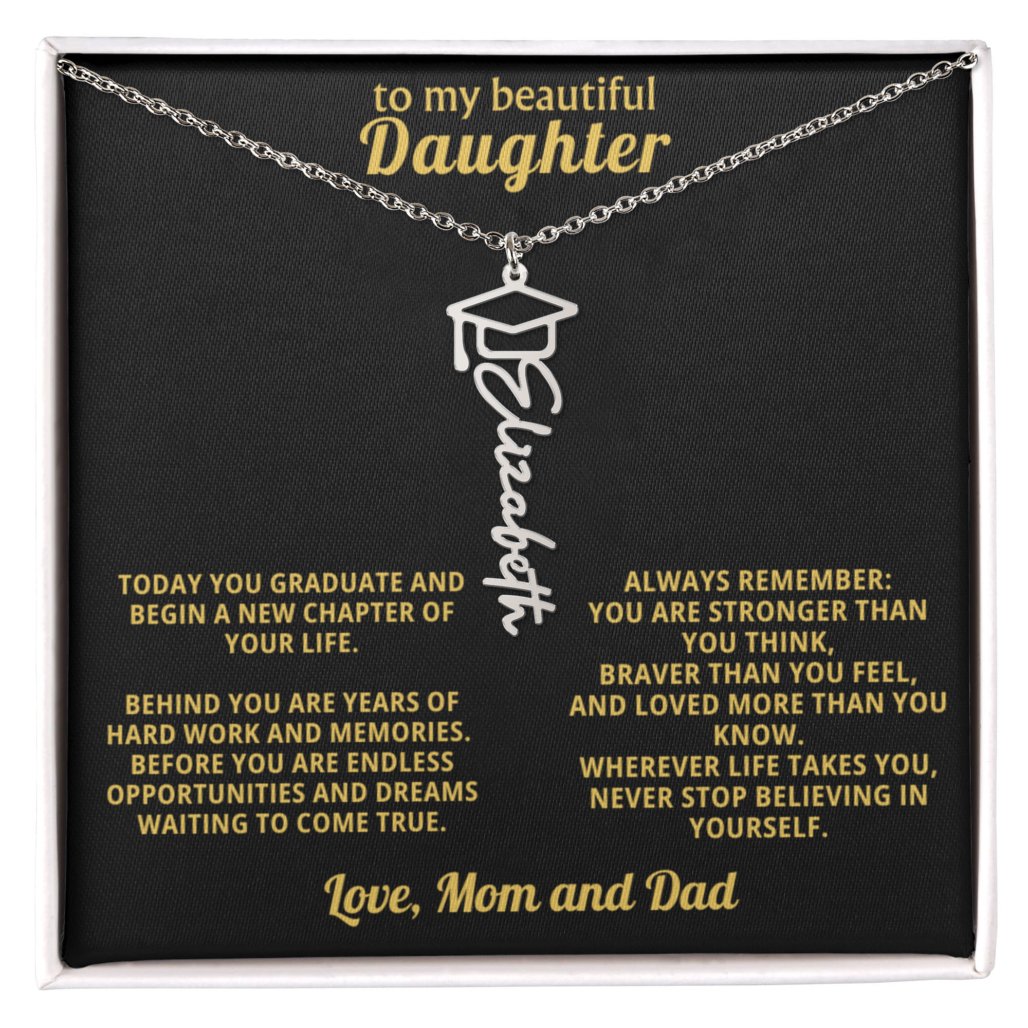 To My Daughter Graduation Gift – Custom Name Necklace