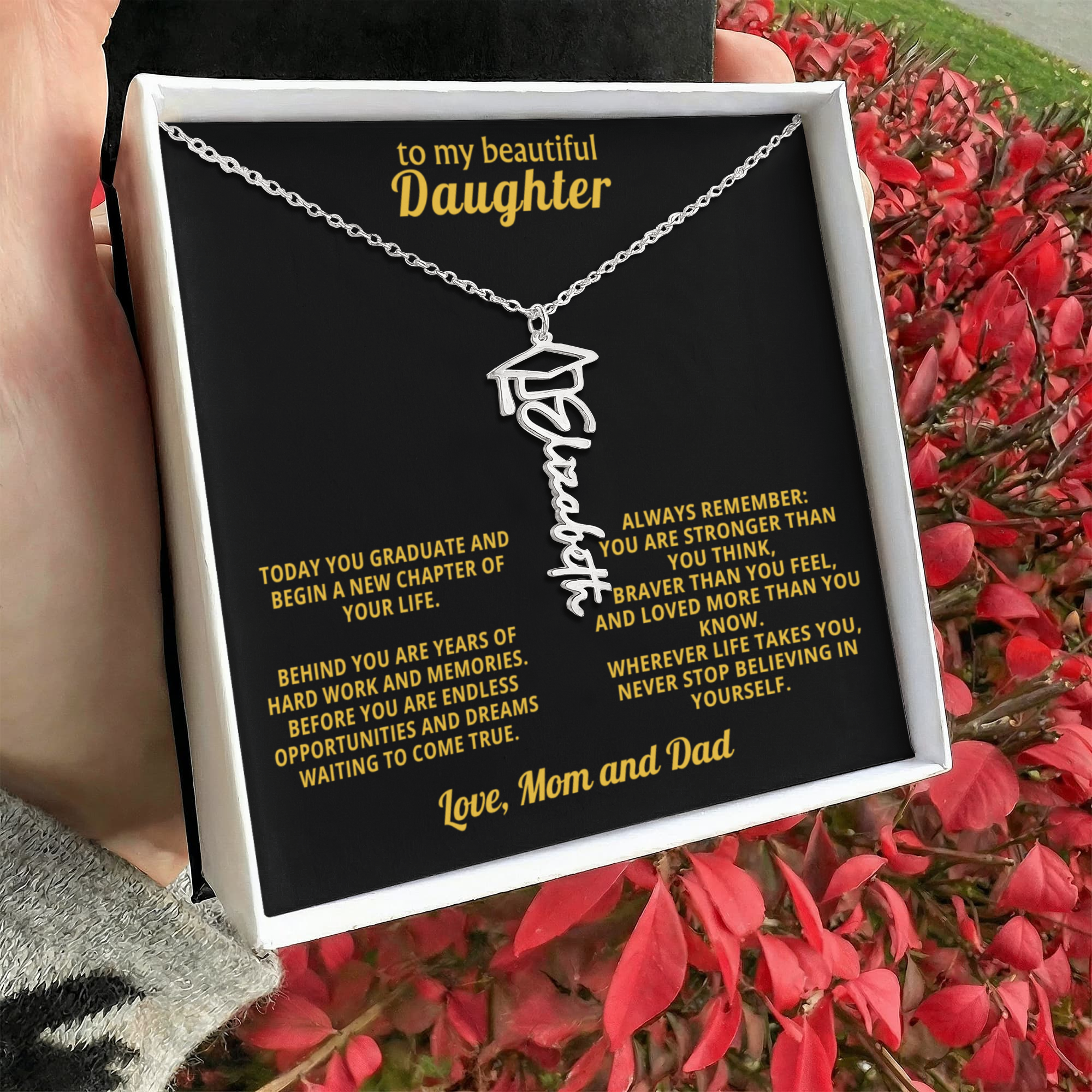 To My Daughter Graduation Gift – Custom Name Necklace