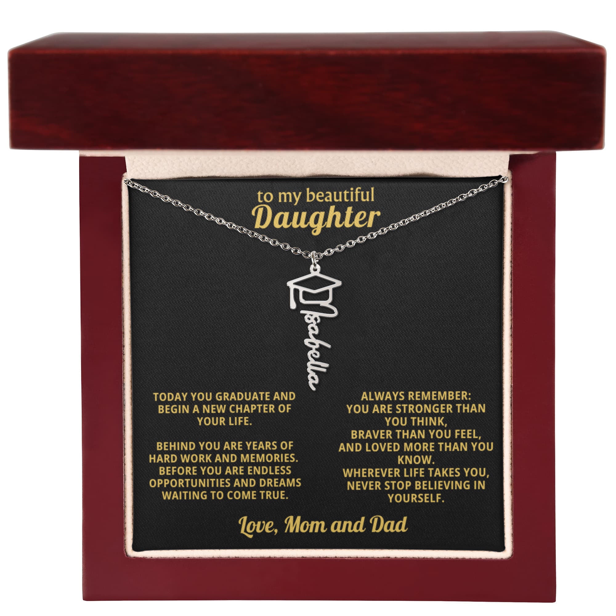 To My Daughter Graduation Gift – Custom Name Necklace