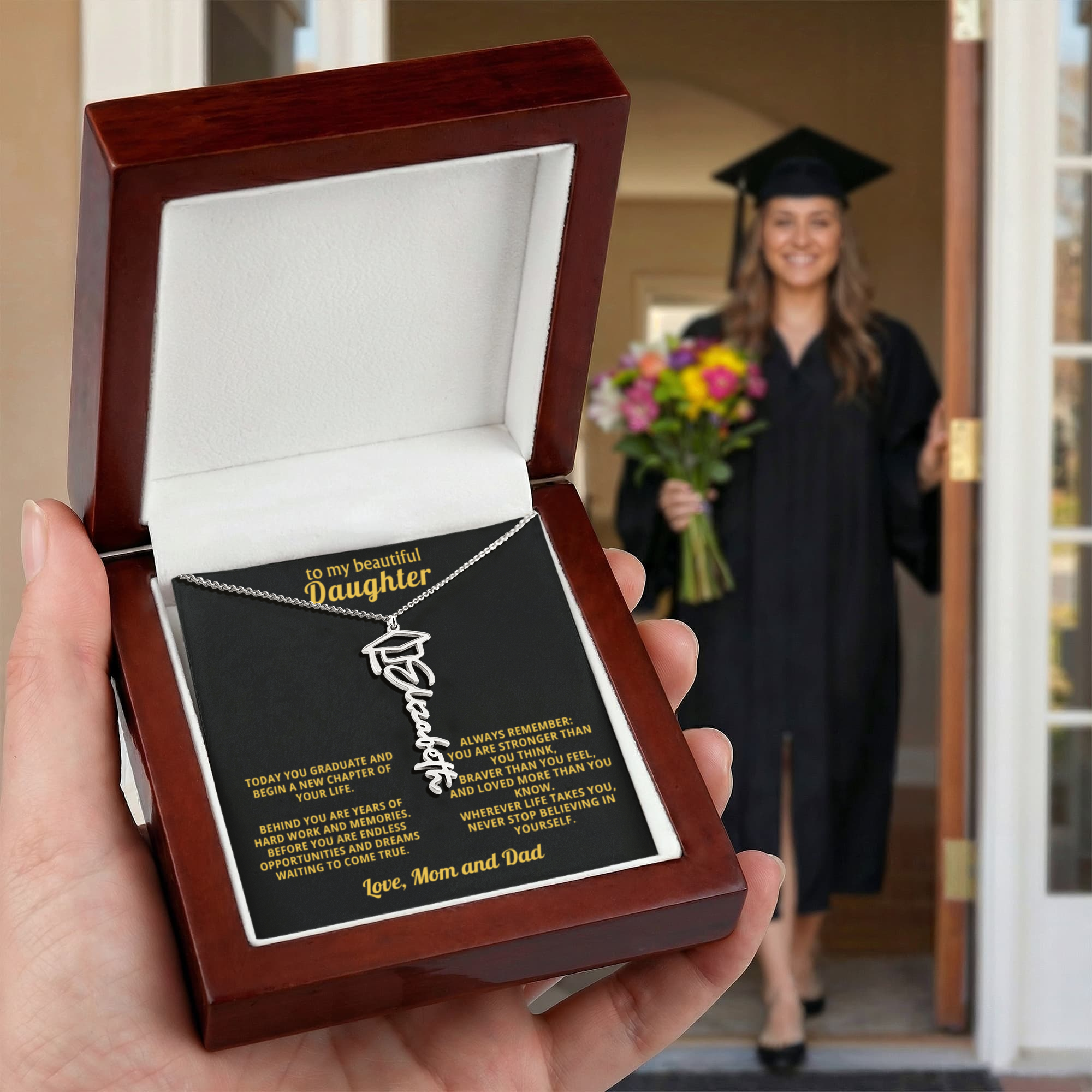 To My Daughter Graduation Gift – Custom Name Necklace