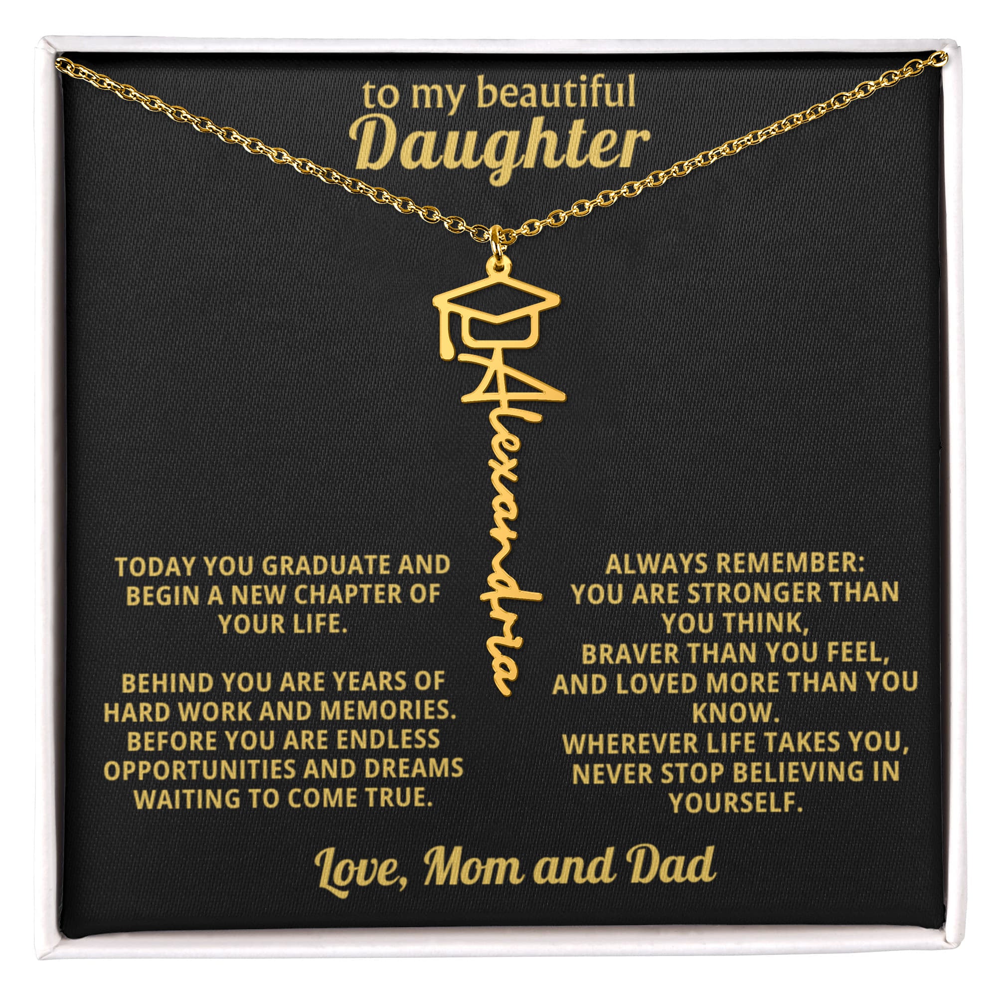 To My Daughter Graduation Gift – Custom Name Necklace