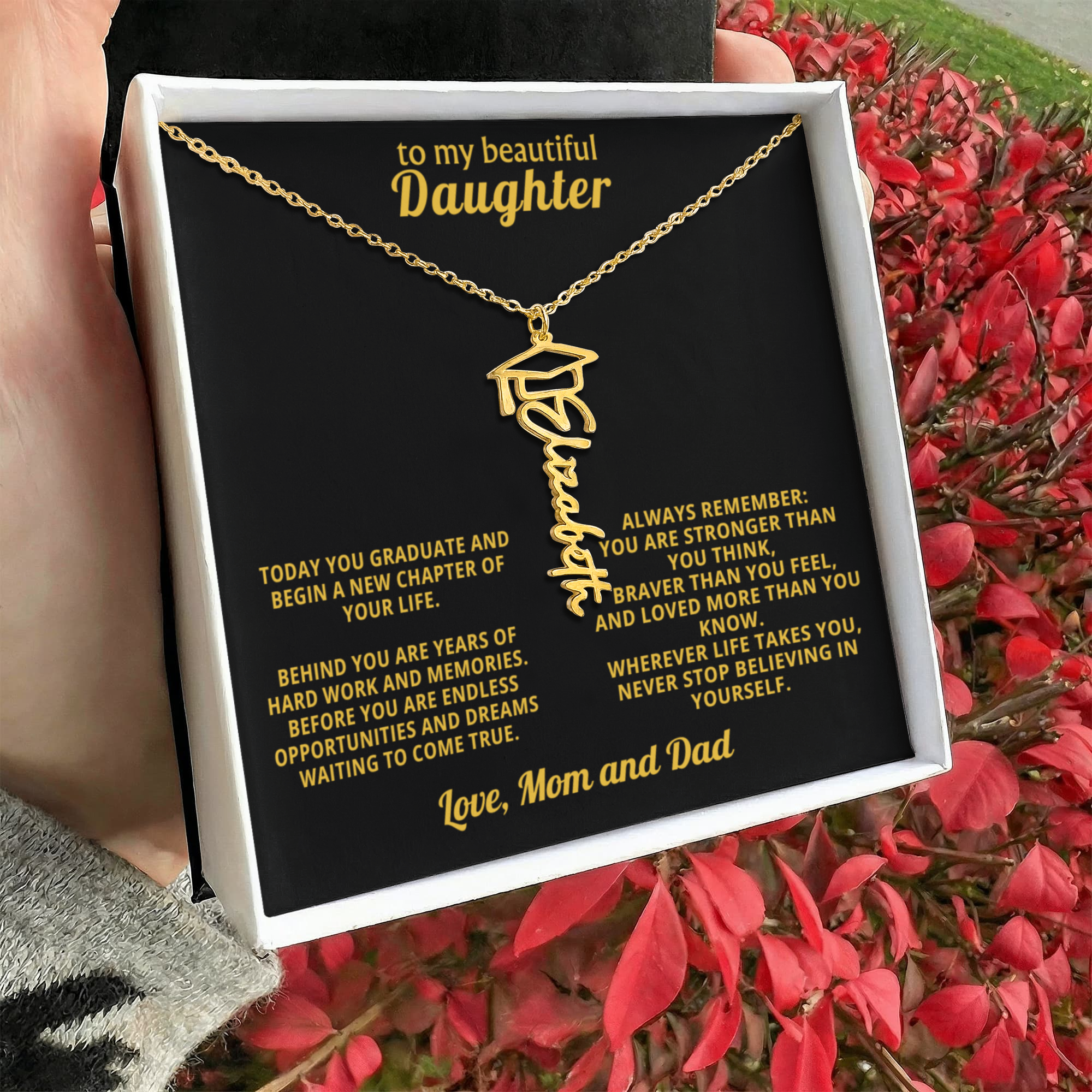 To My Daughter Graduation Gift – Custom Name Necklace