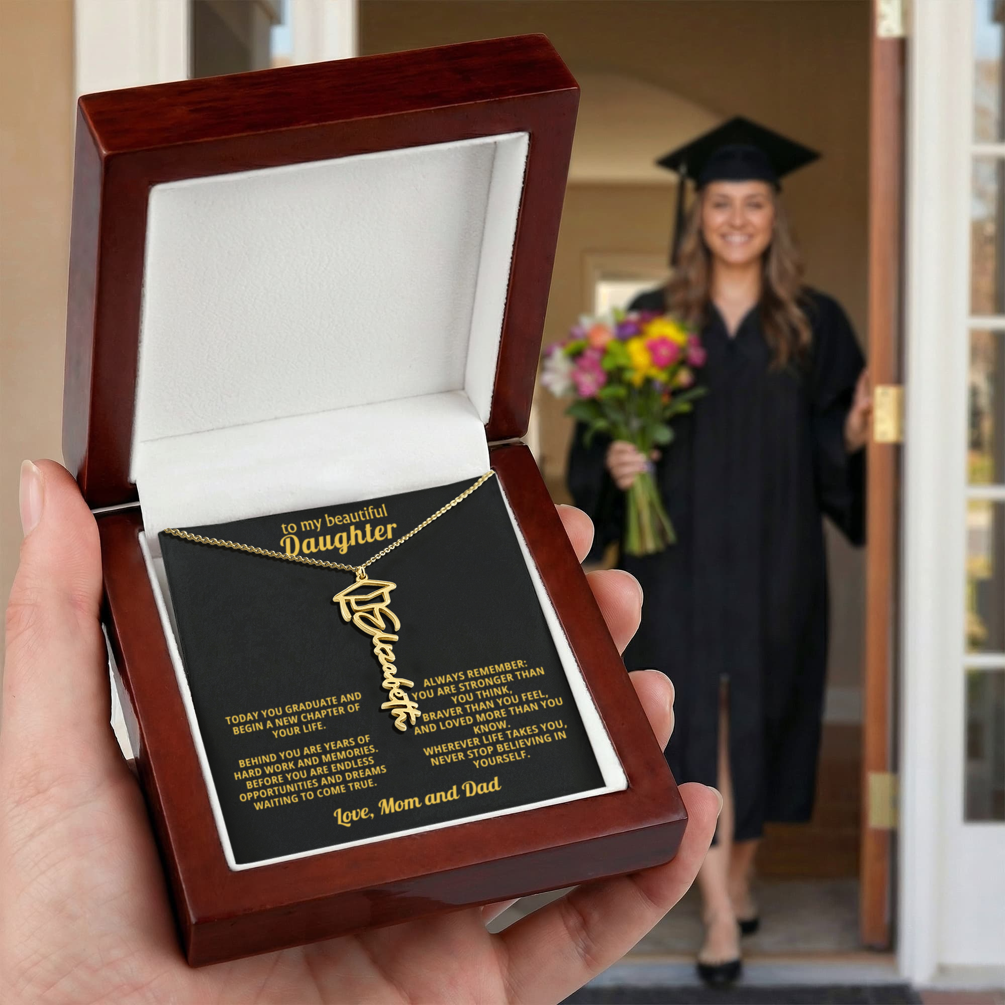 To My Daughter Graduation Gift – Custom Name Necklace